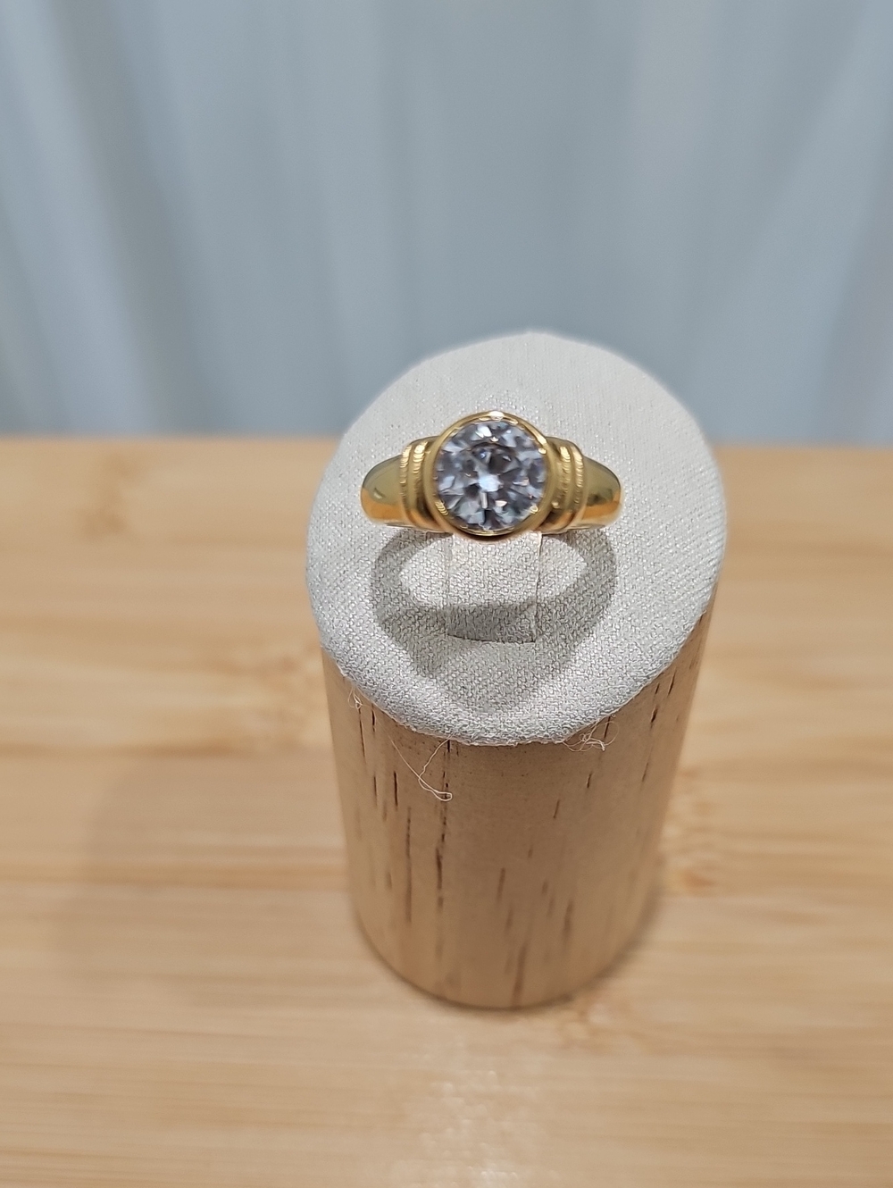 14k Gold Solitaire Ring with Clear Stone